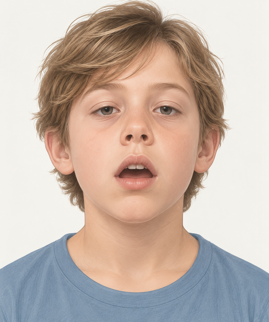 Child with an open-mouth resting posture typical of mouth breathing