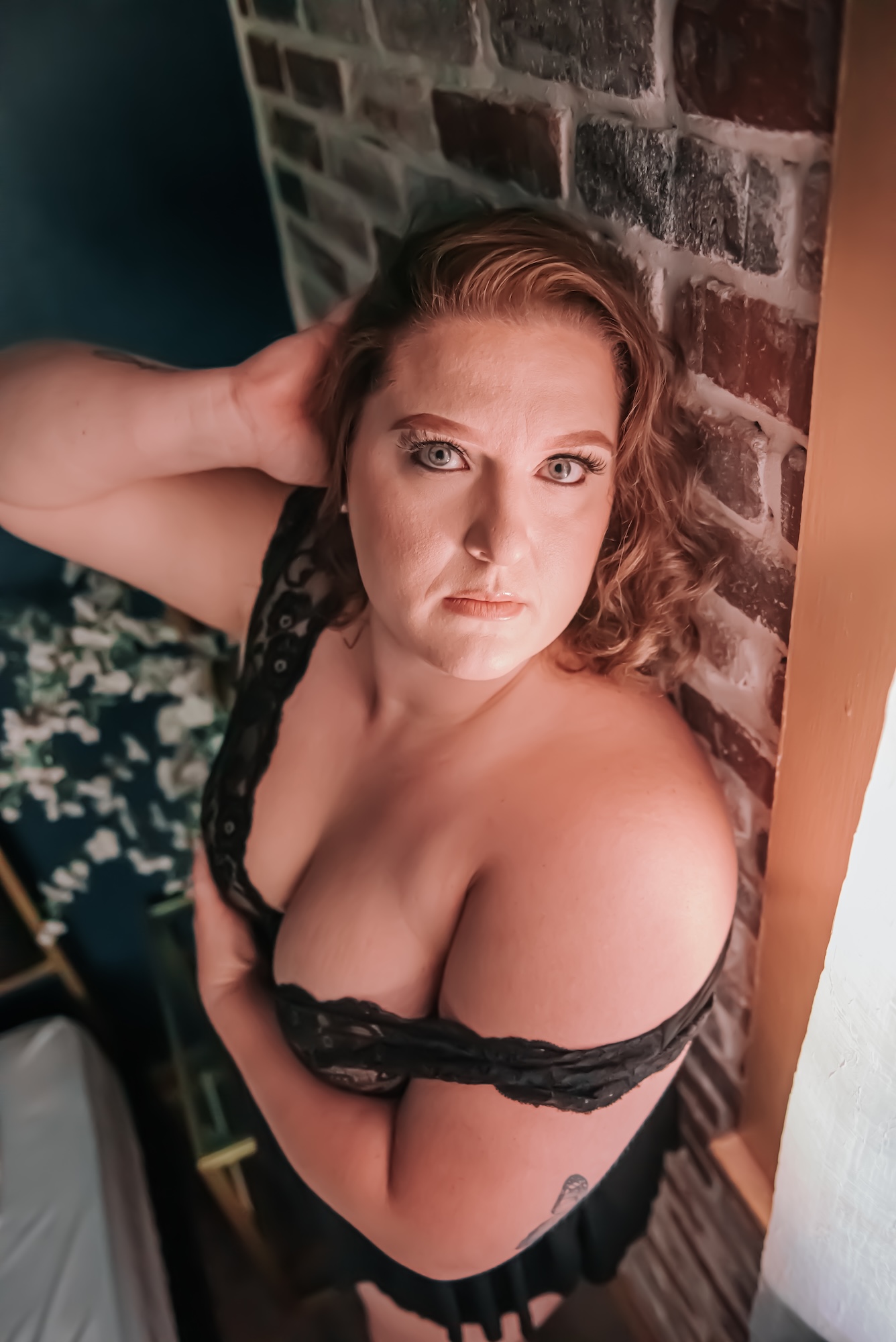 woman relaxing in black lingerie