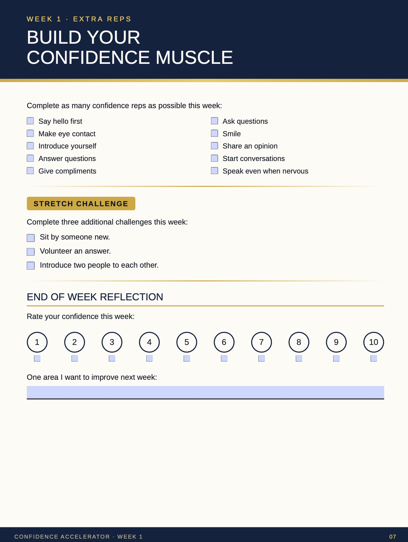 Confidence challenge tracker page