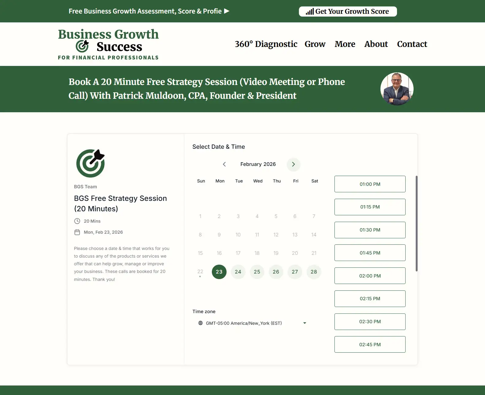 Business Growth Success - Book a free 20 minute strategy session with Patrick Muldoon, CPA image