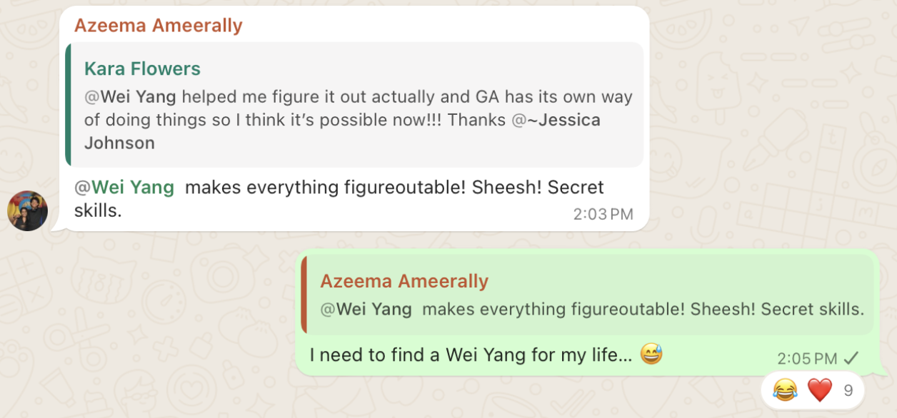 Community messages saying Wei makes everything figureoutable