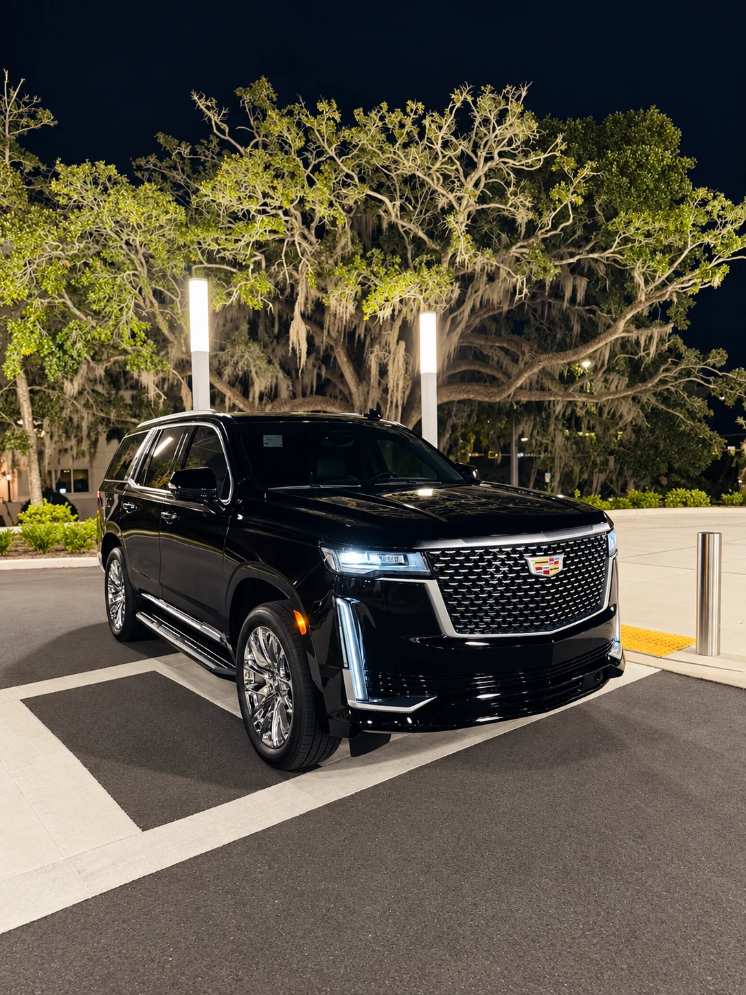 850 Black Truck Cadillac Escalade, front three-quarter view