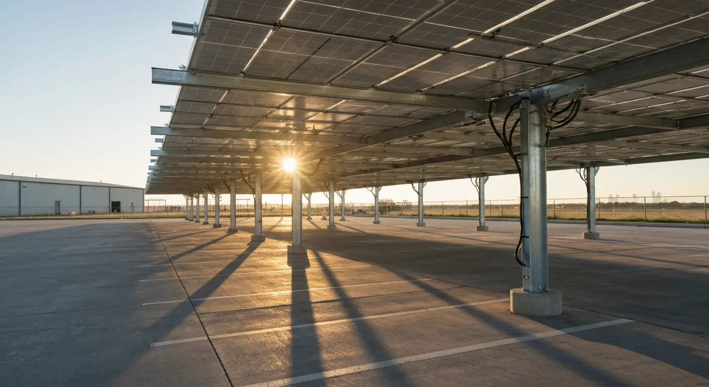 Ground-mounted solar canopy