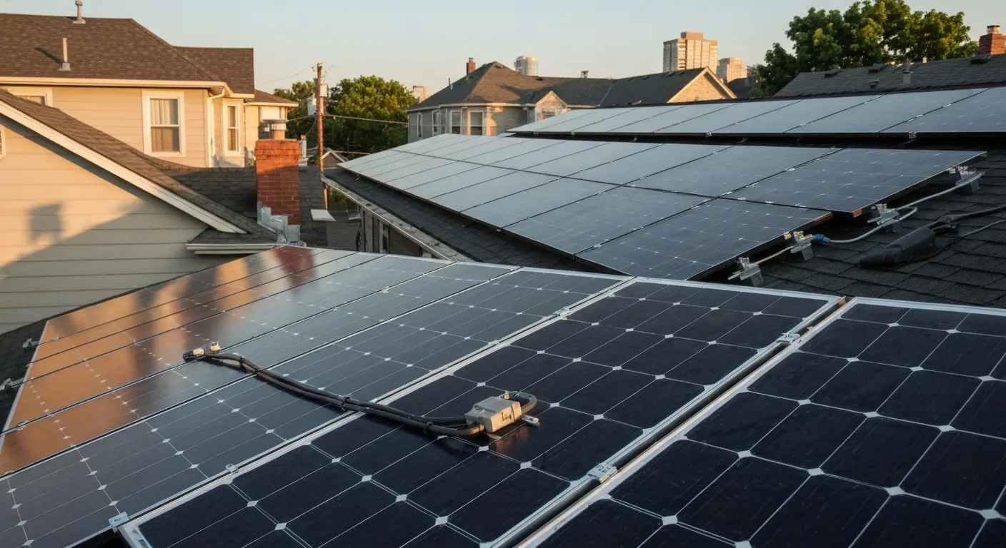Residential solar installation on downtown home