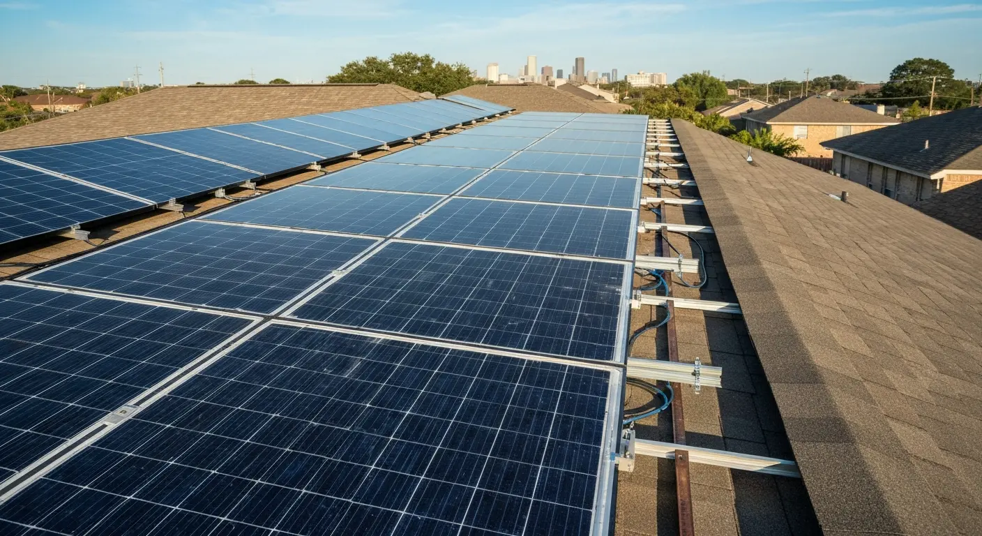 Solar panel installation on Houston home