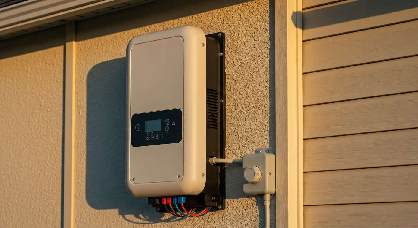 Solar equipment and inverter closeup