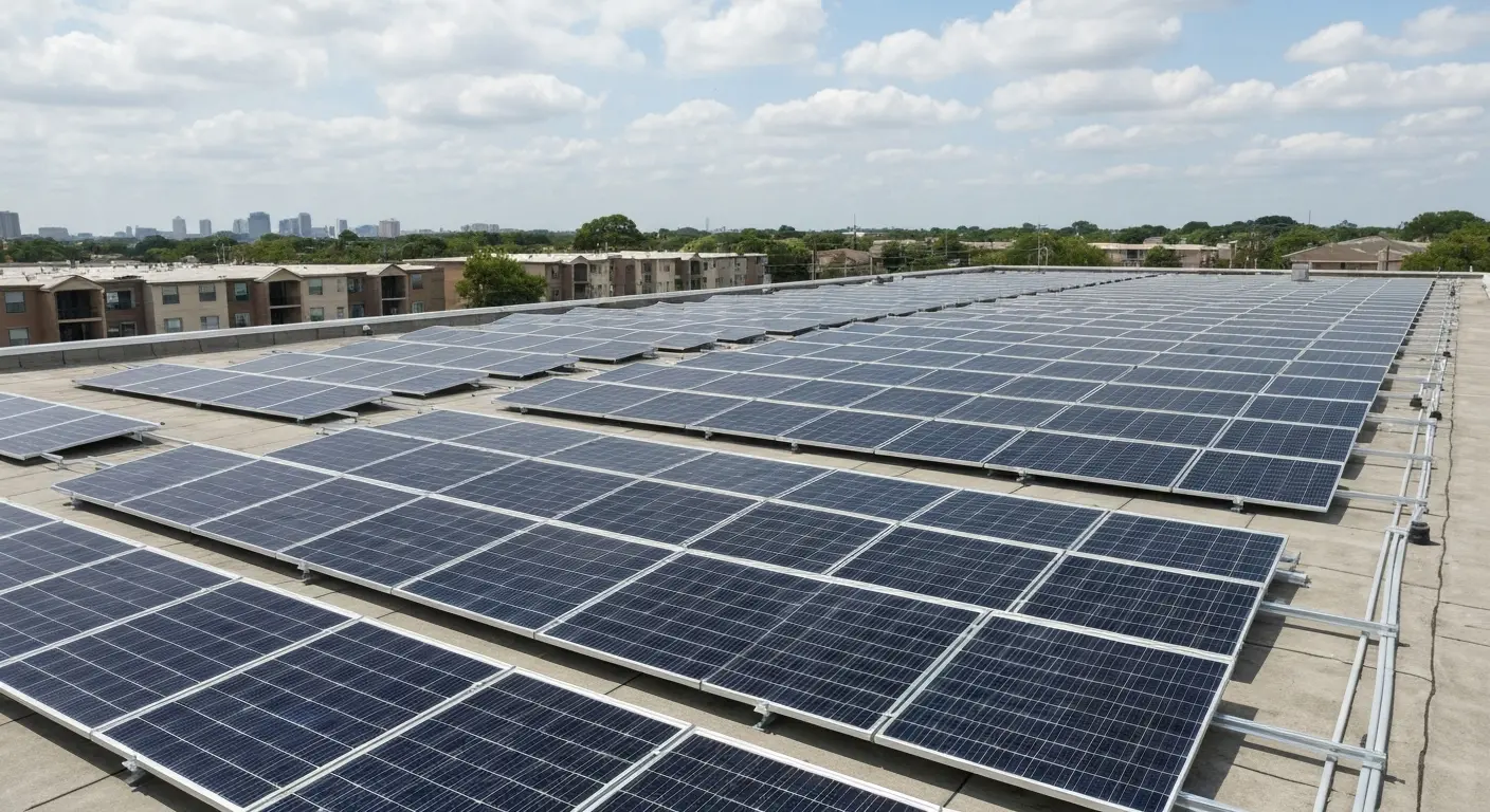 Commercial solar installation on Gulfton apartment