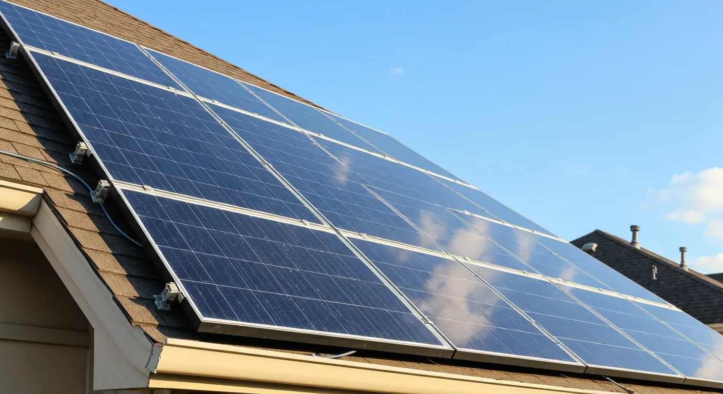 Residential solar panels on Houston home roof