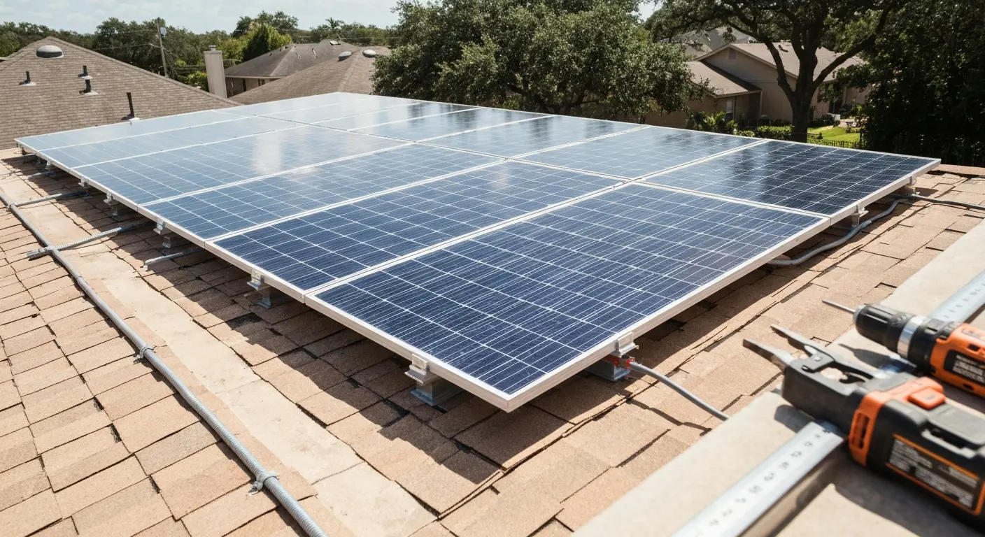 Solar panel installation on Houston home