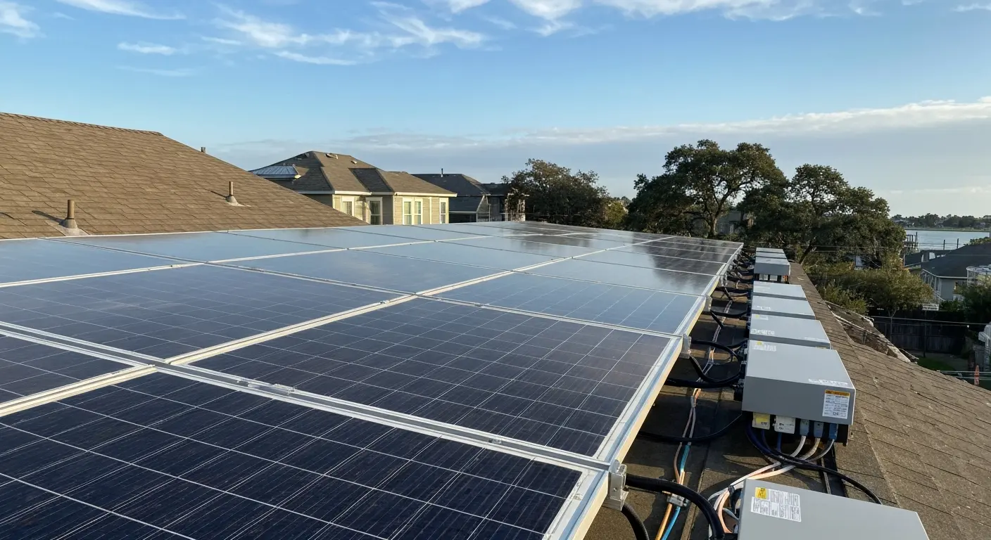 Residential solar installation on home roof