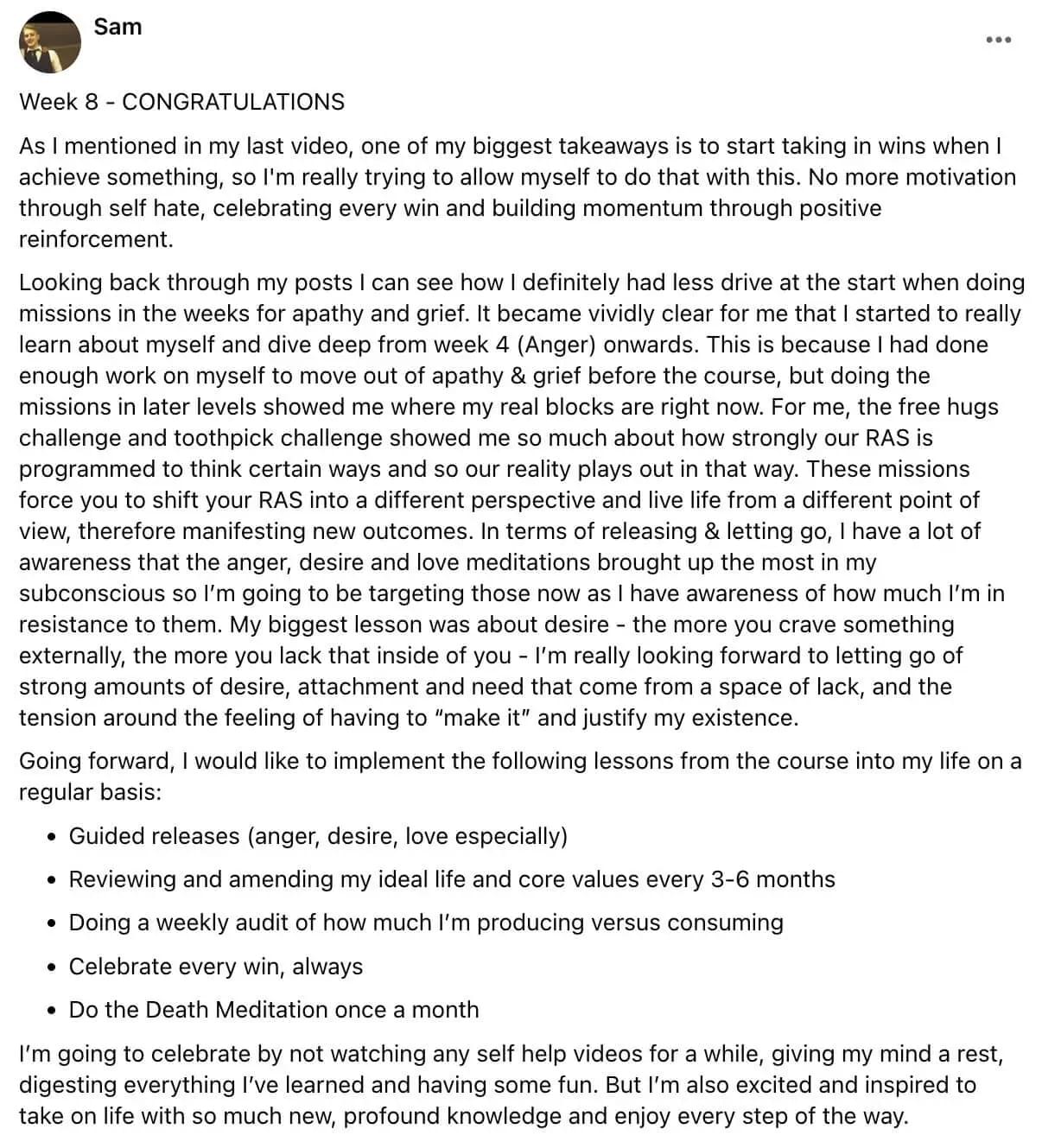 Written client review 46 — Transformation Mastery Mentoring 2.0.