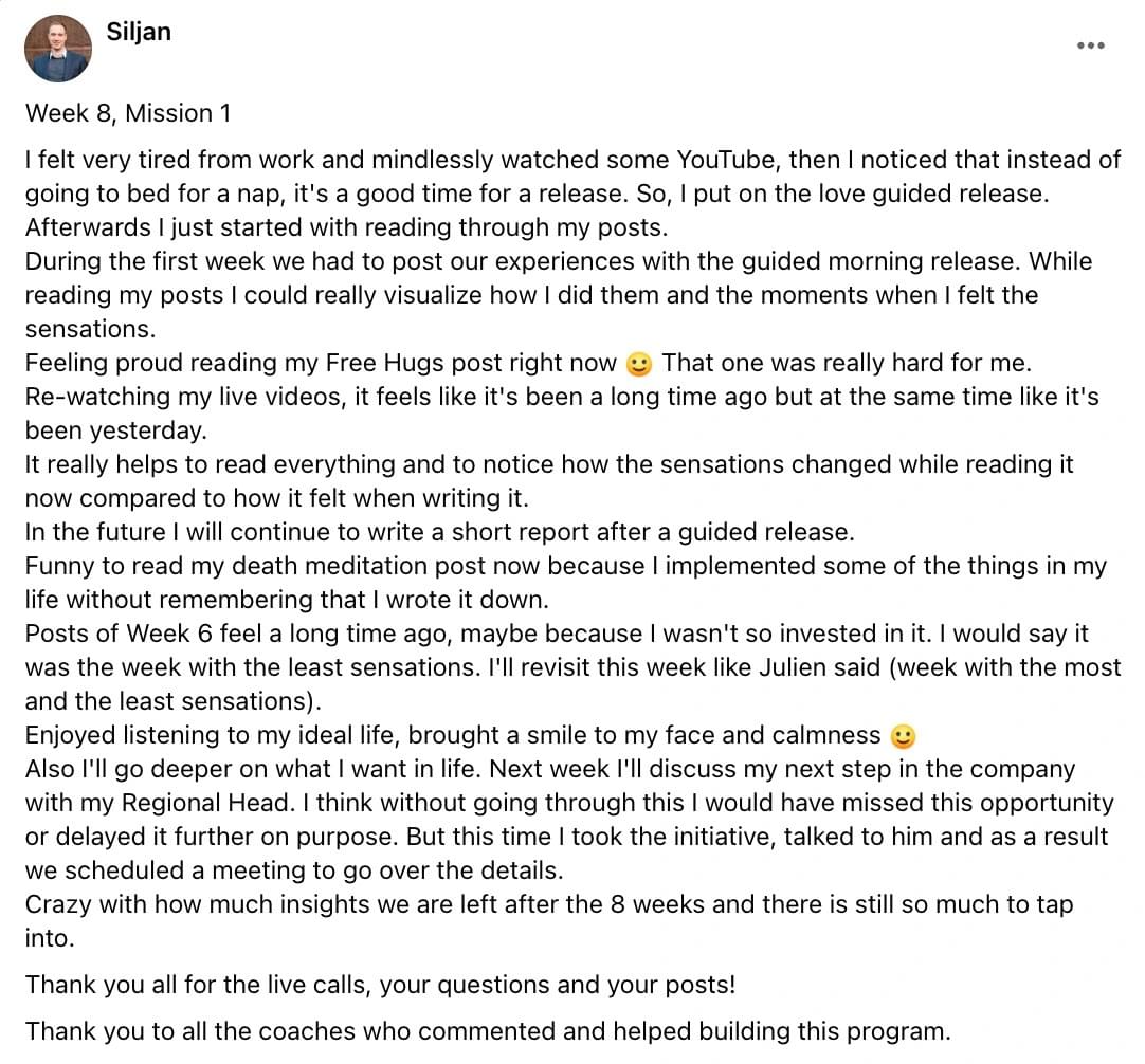 Written client review 74 — Transformation Mastery Mentoring 2.0.