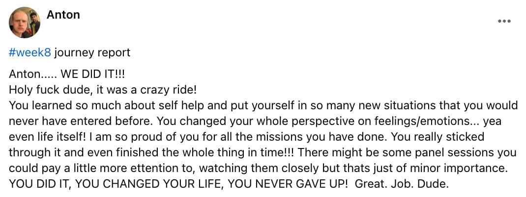 Written client review 165 — Transformation Mastery Mentoring 2.0.