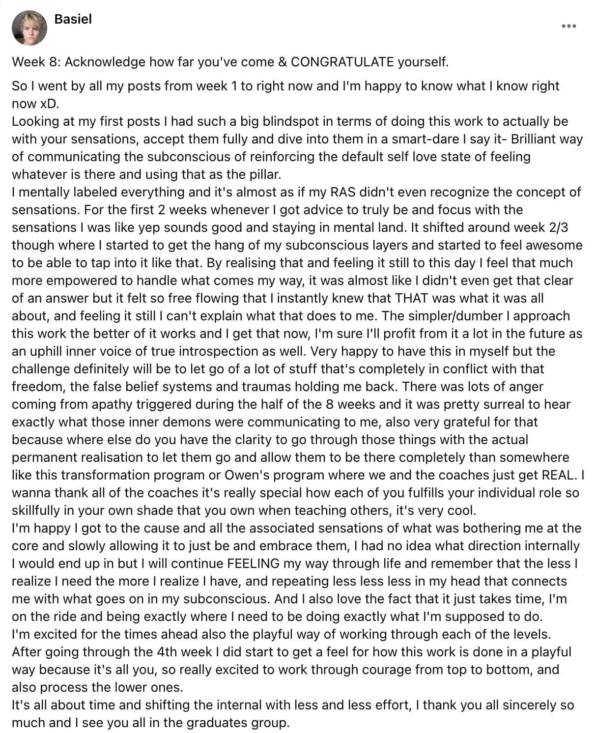 Written client review 88 — Transformation Mastery Mentoring 2.0.