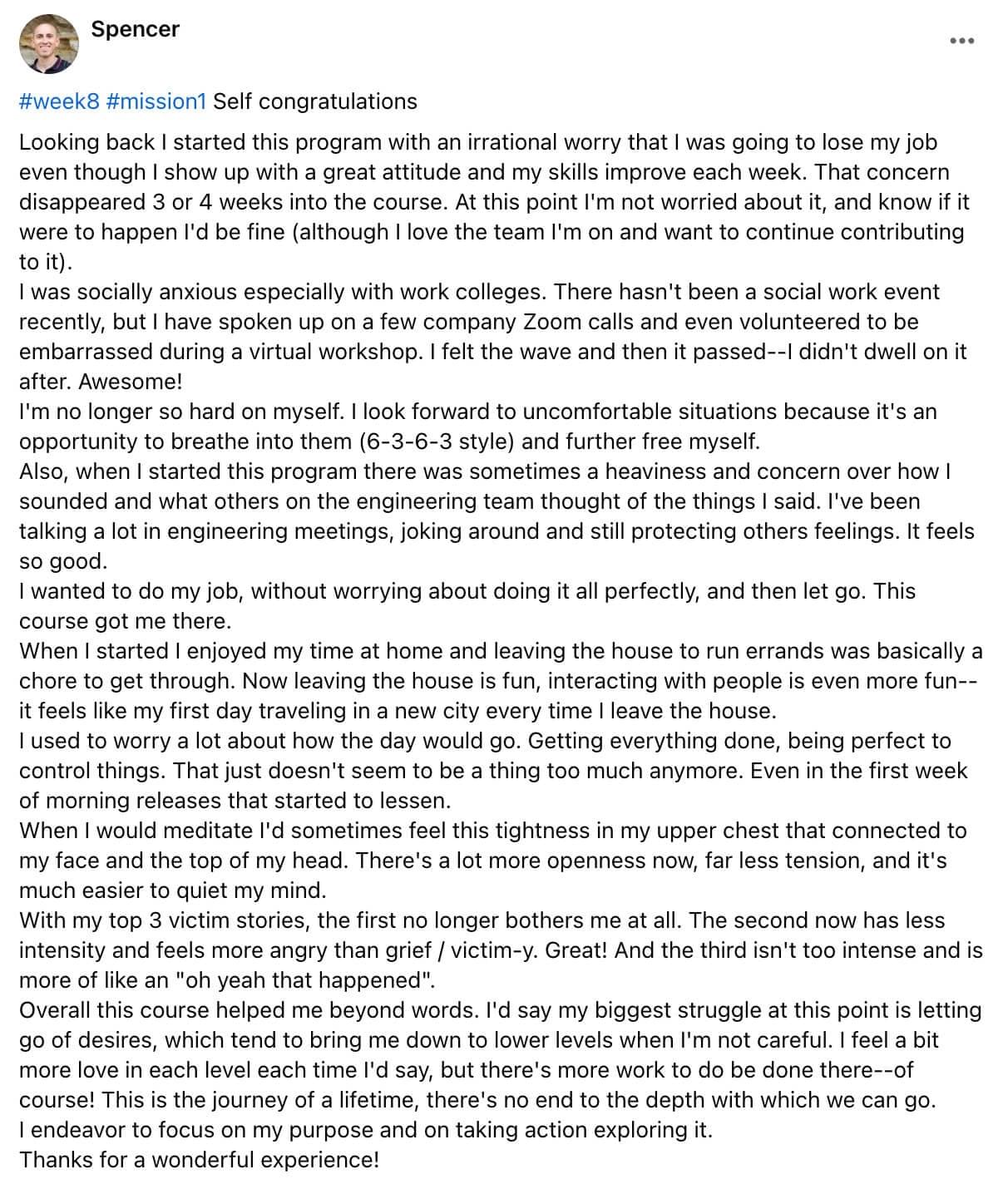 Written client review 158 — Transformation Mastery Mentoring 2.0.