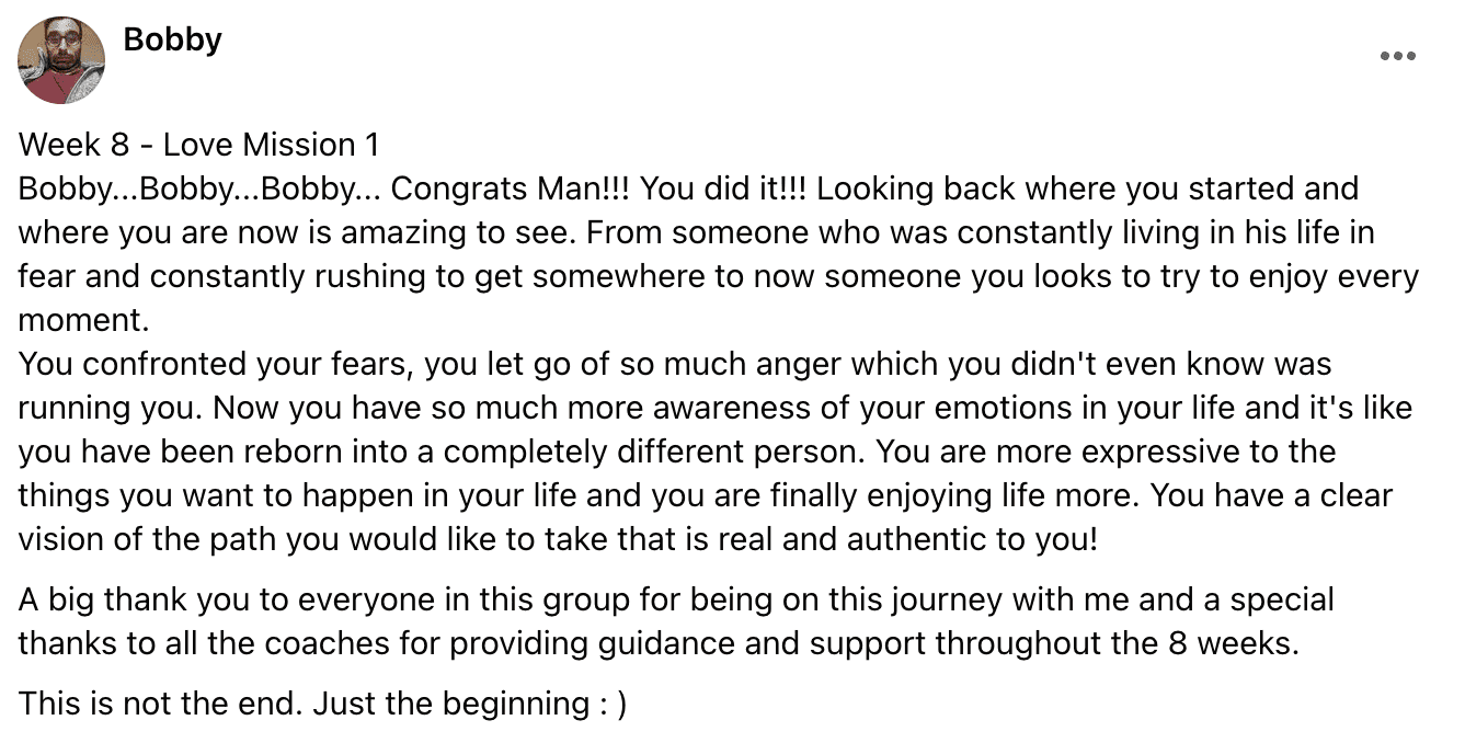 Written client review 150 — Transformation Mastery Mentoring 2.0.