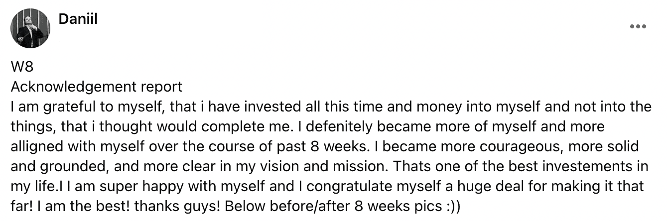 Written client review 140 — Transformation Mastery Mentoring 2.0.