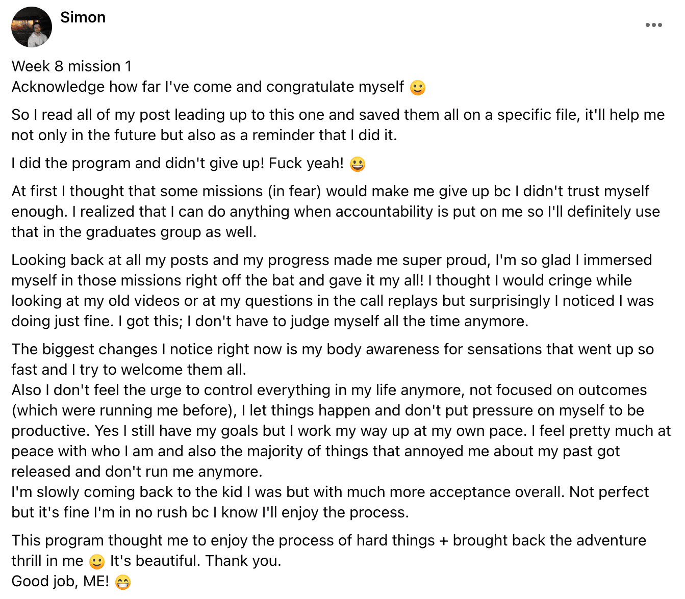 Written client review 131 — Transformation Mastery Mentoring 2.0.