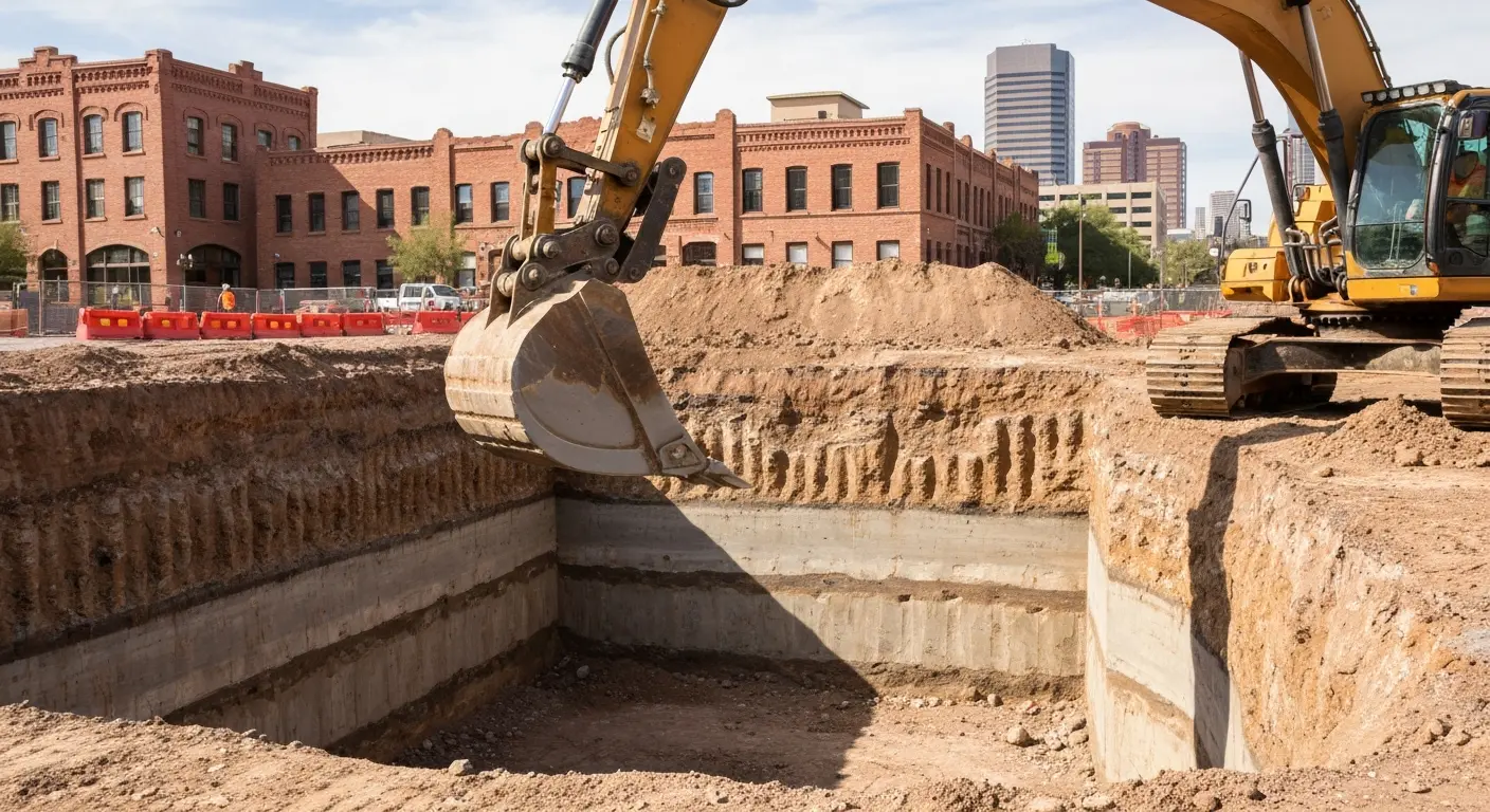 Excavation work in downtown