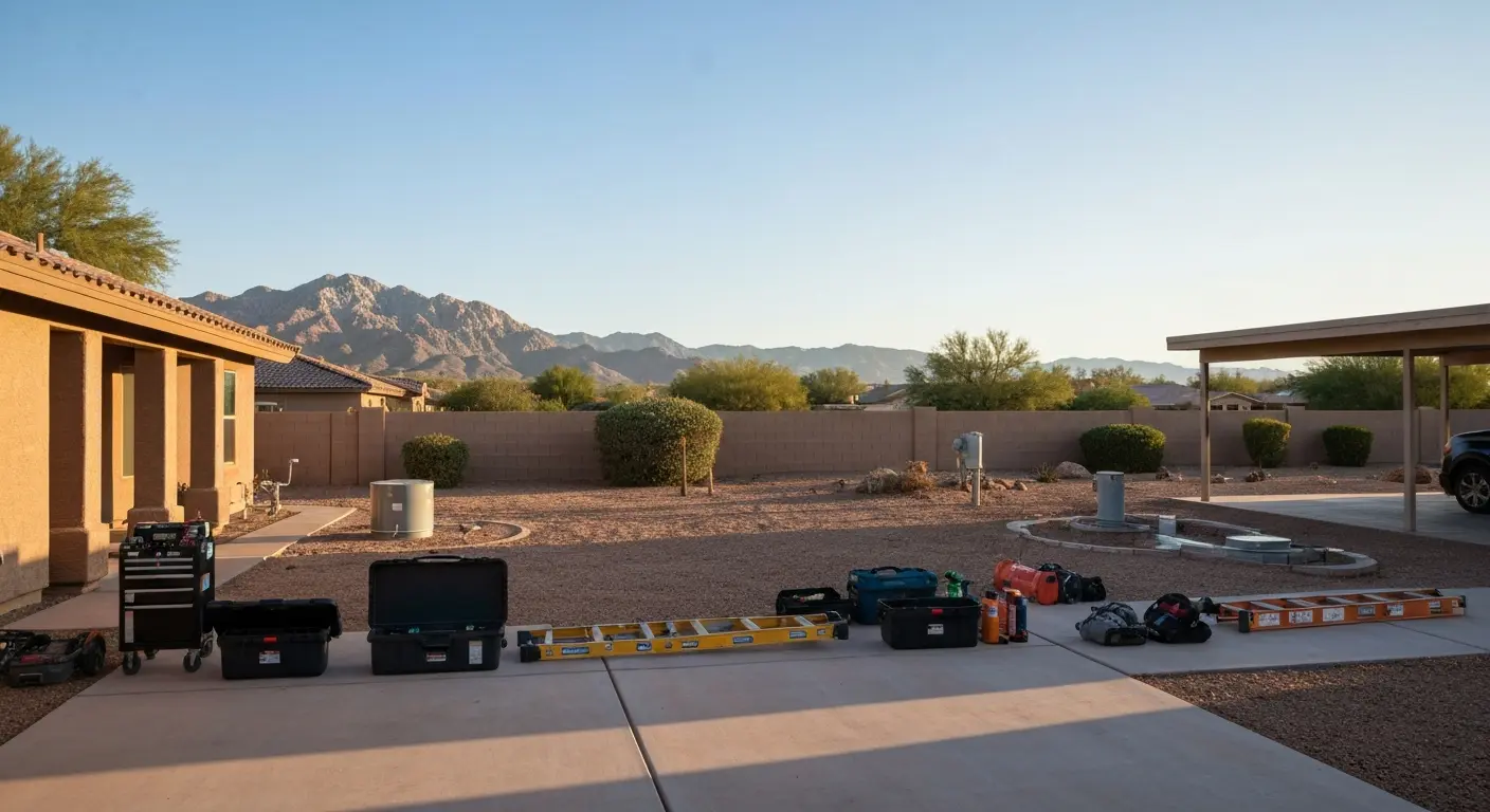 Buckeye landscape with equipment