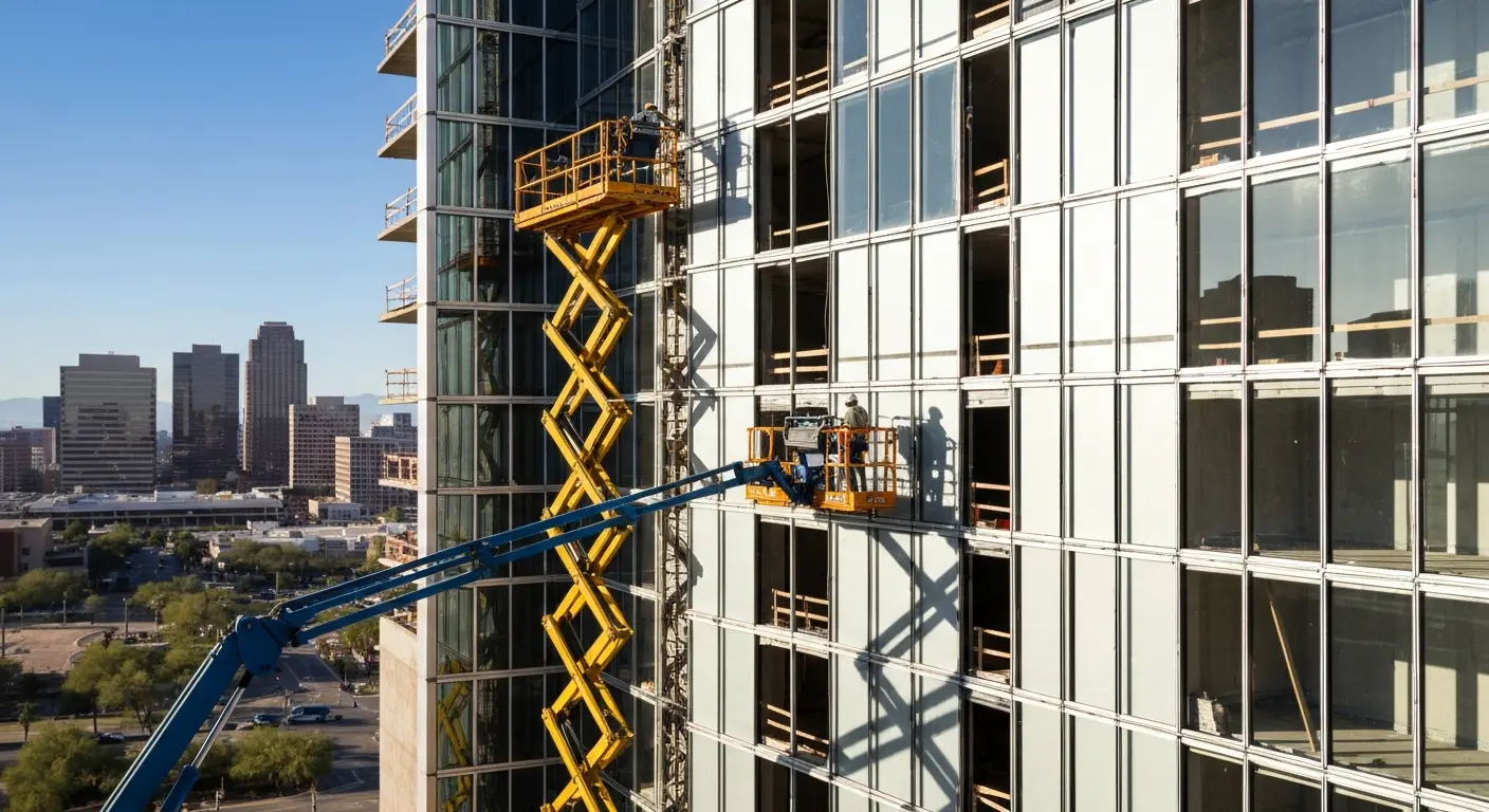 Aerial lift rental for high-rise construction