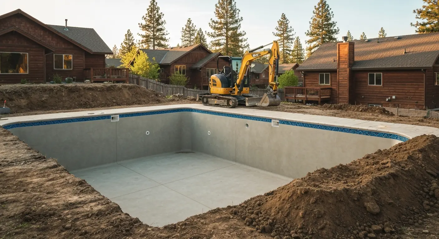 Excavation equipment on residential site