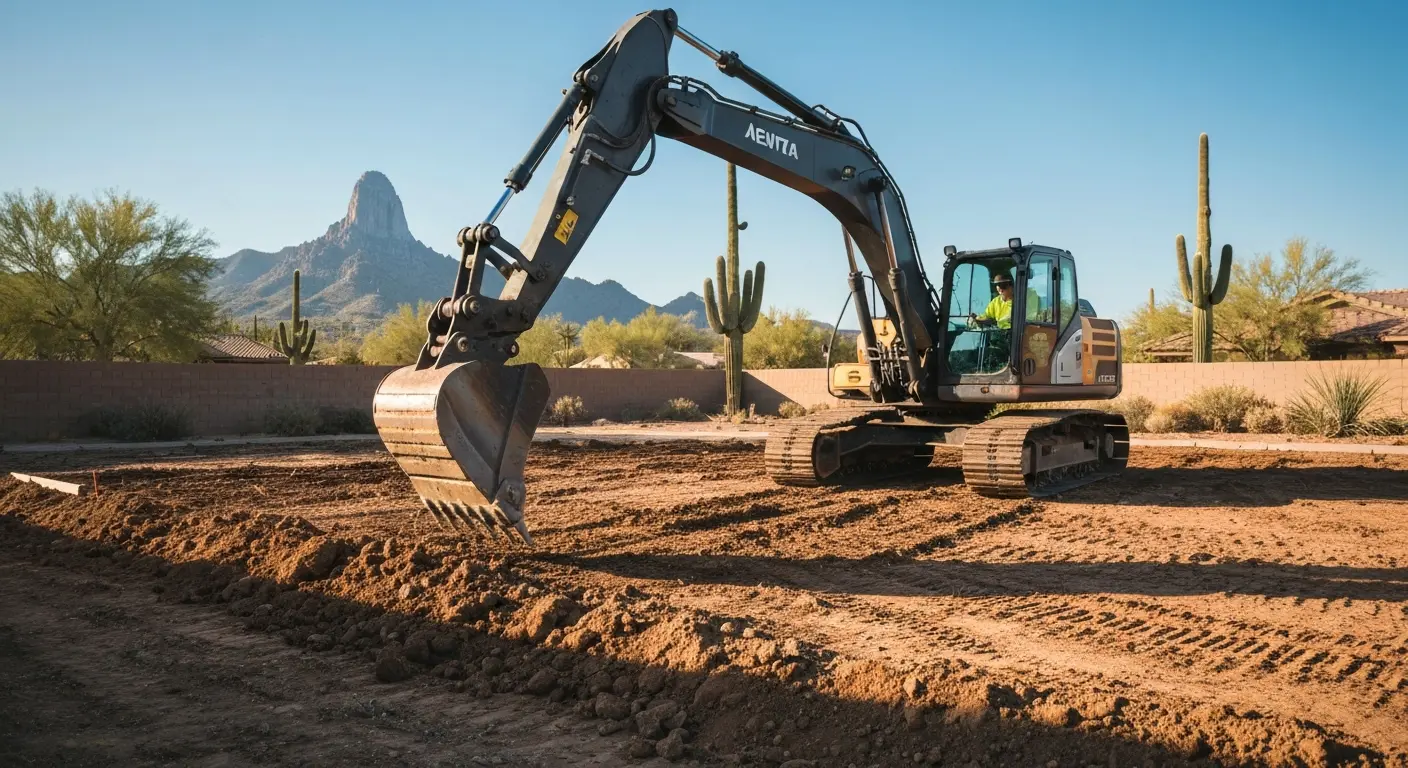 Excavator rental for site work in Arcadia