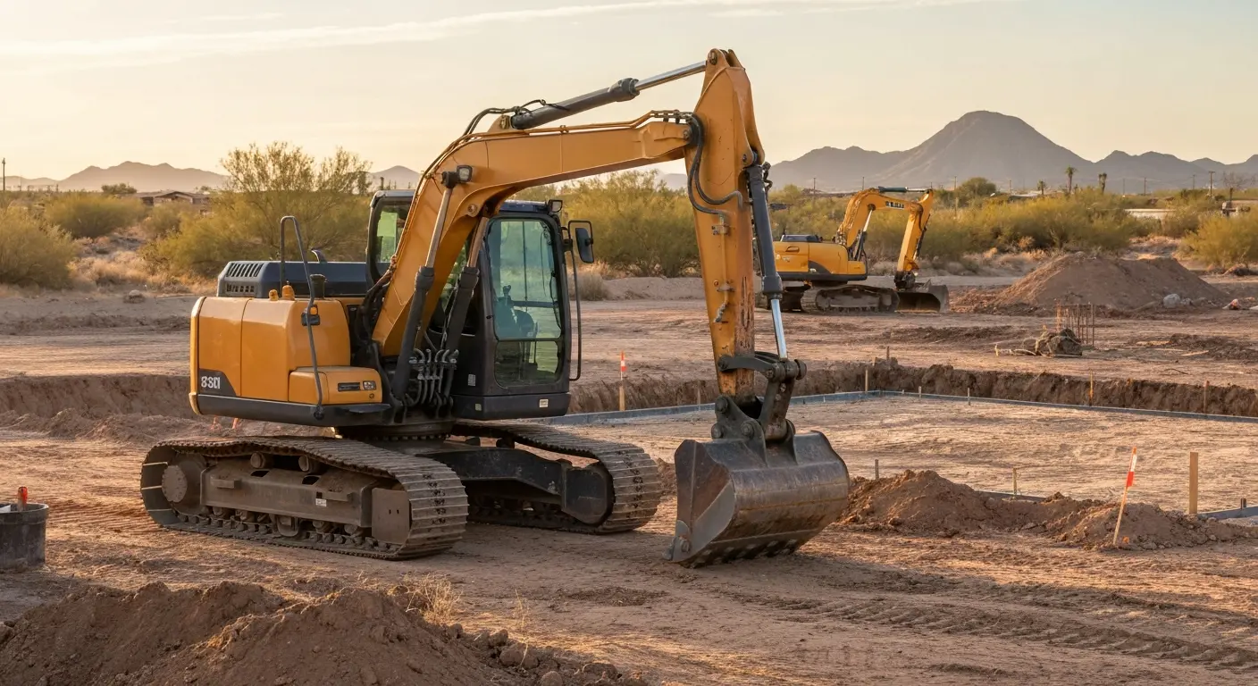 Excavator on construction site