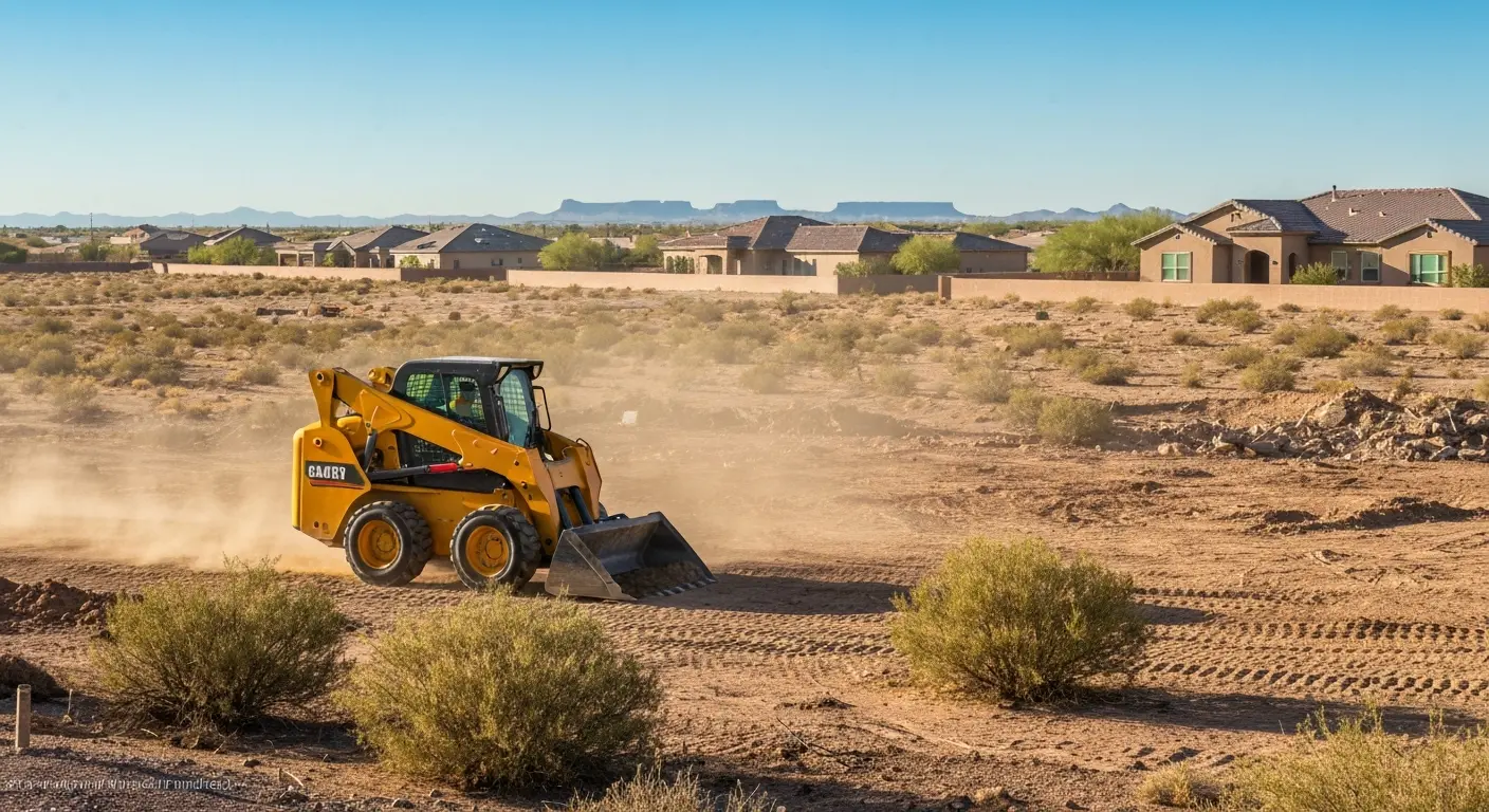 Skid steer loader in action