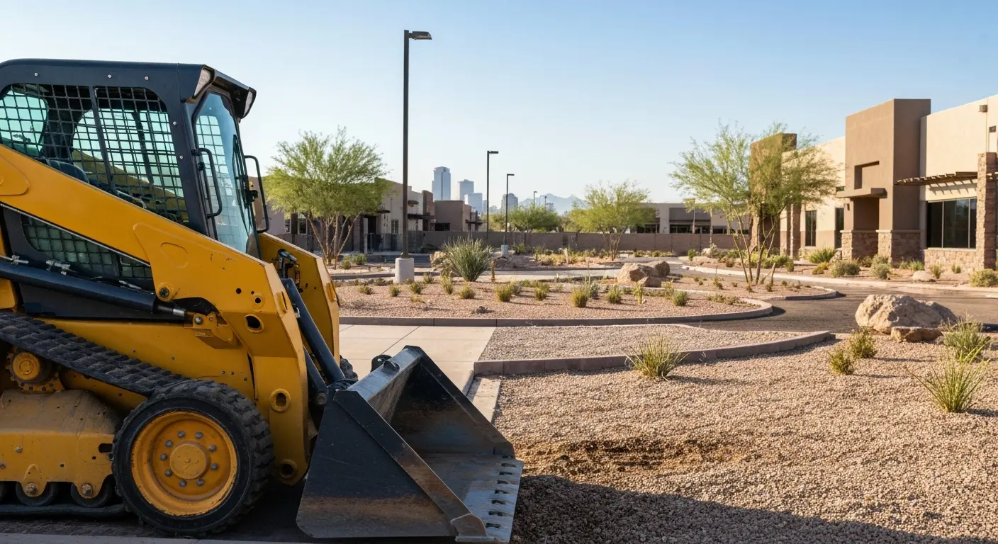 Skid steer loader on Biltmore landscaping project