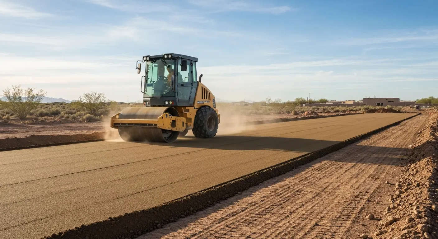 Compaction roller in operation