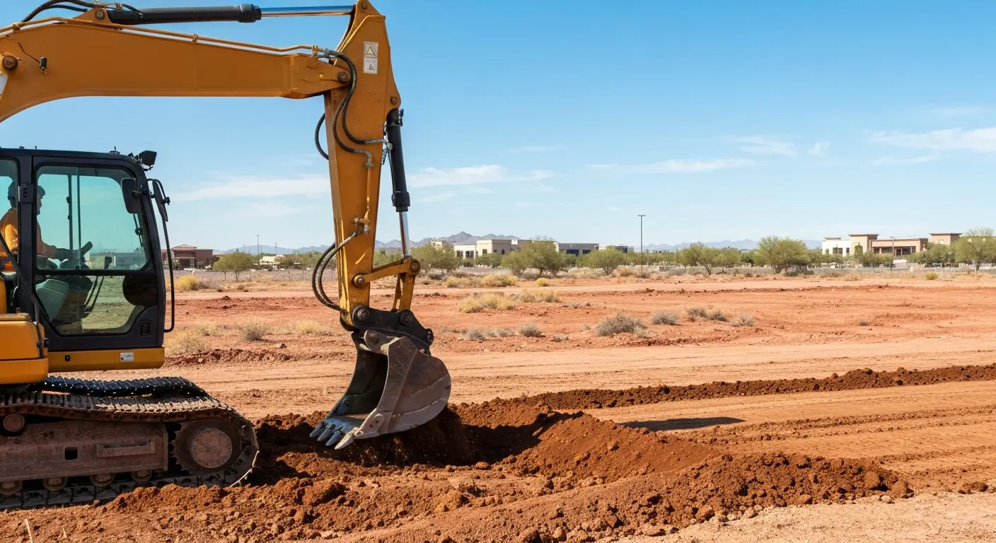 Operator at excavator controls
