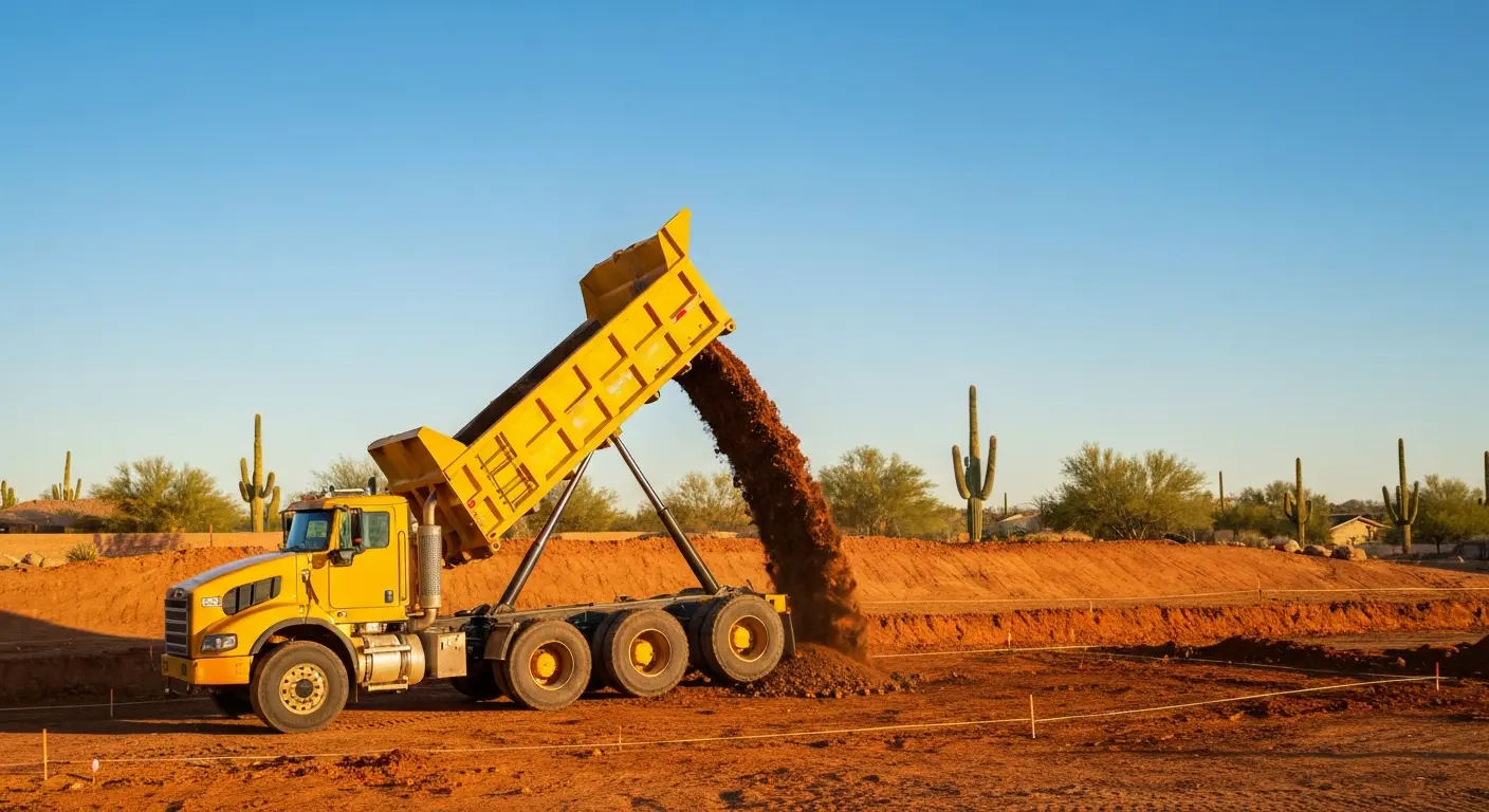 Dump truck at North Phoenix construction site