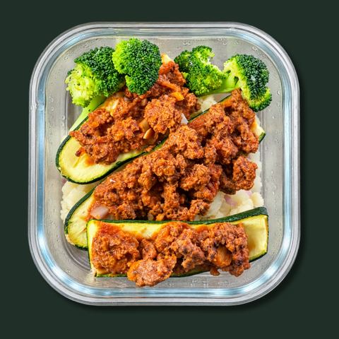 Bolognese-stuffed zucchini