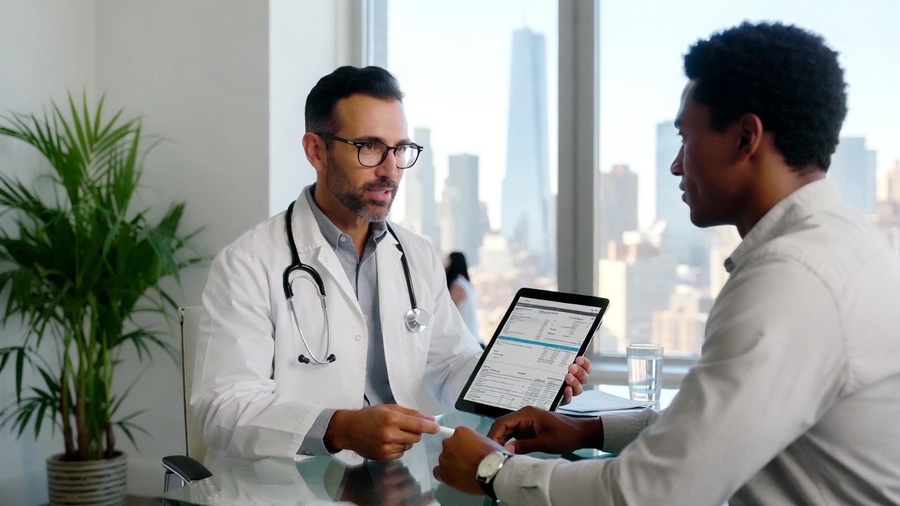 Provider-led weight loss consultation in NYC reviewing semaglutide and tirzepatide options with patient in New York clinic