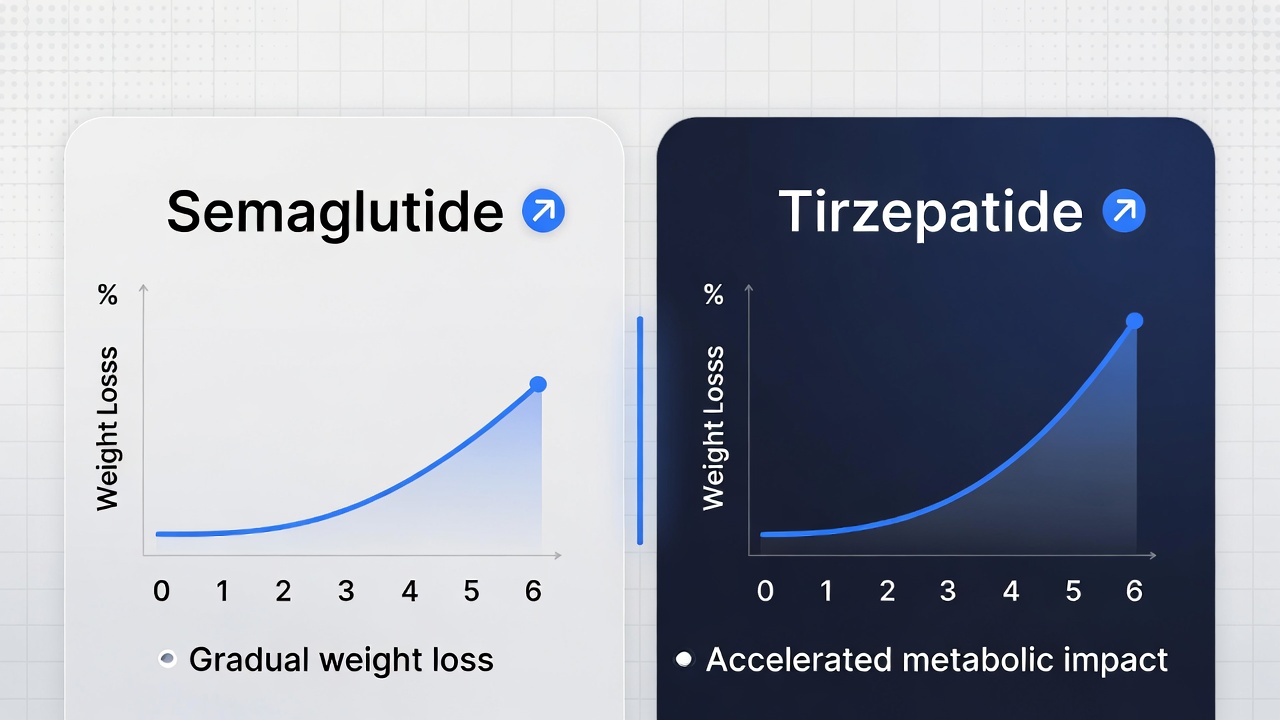 Semaglutide vs tirzepatide comparison chart showing weight loss results and metabolic differences for NYC patients