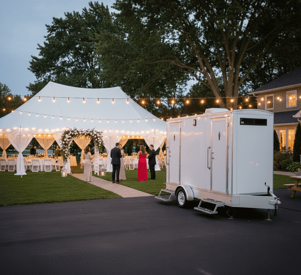 Beautiful Outdoor Wedding Receptions with a Luxury Portable Restroom Rental from Luxury Rental ICT