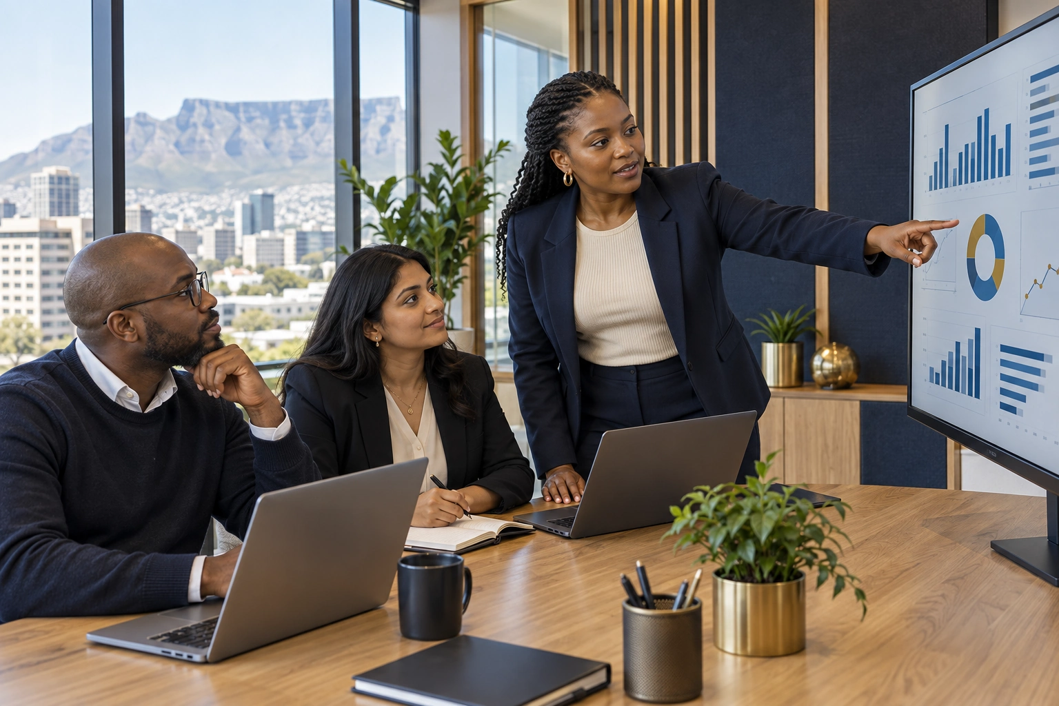 Professionals exploring data and business insights in a training session