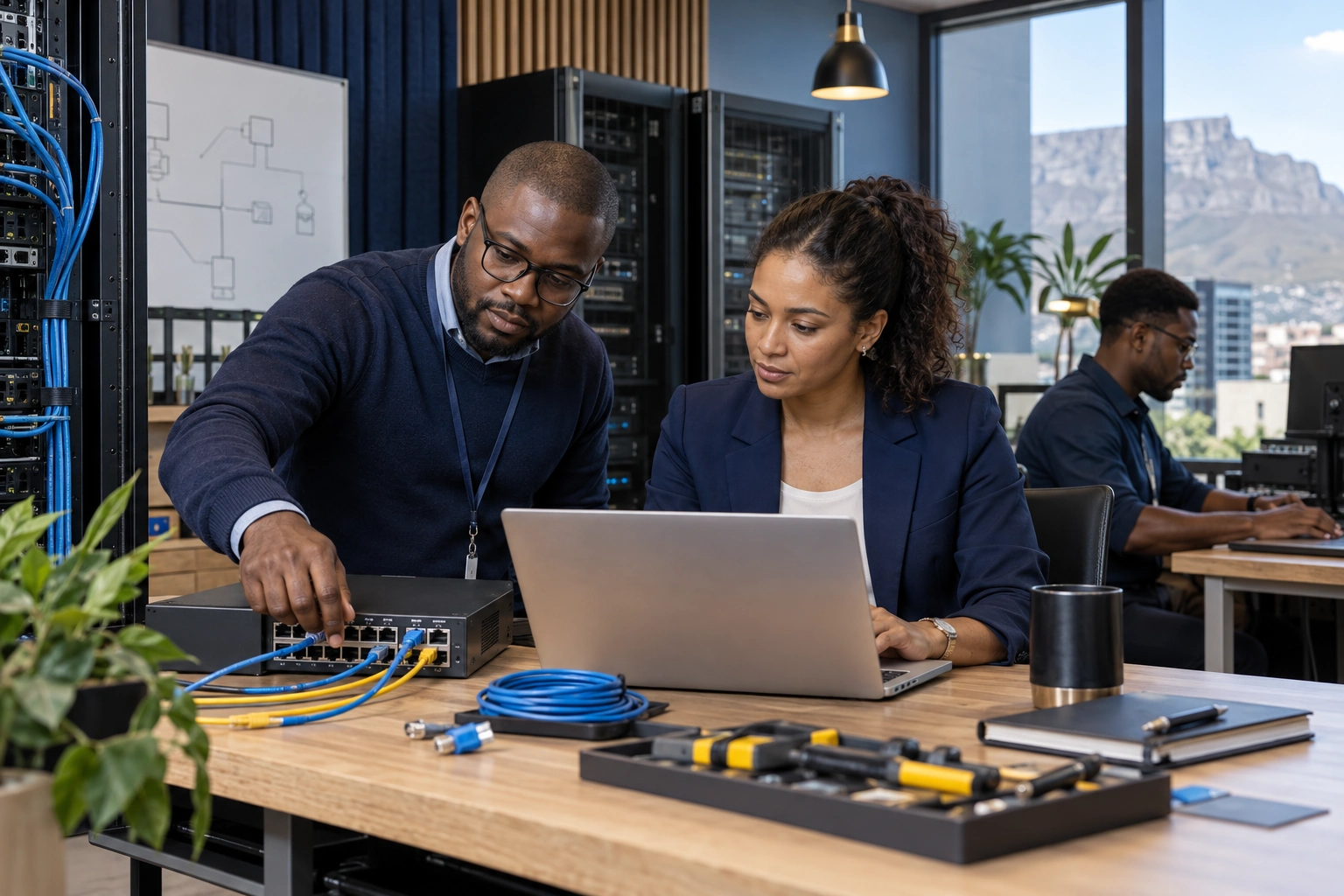 Learners building technology skills together with a lecturer