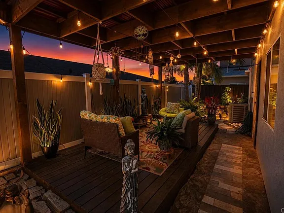 Italian wood-fired pizza oven and outdoor cooking area at 569 Delaware St