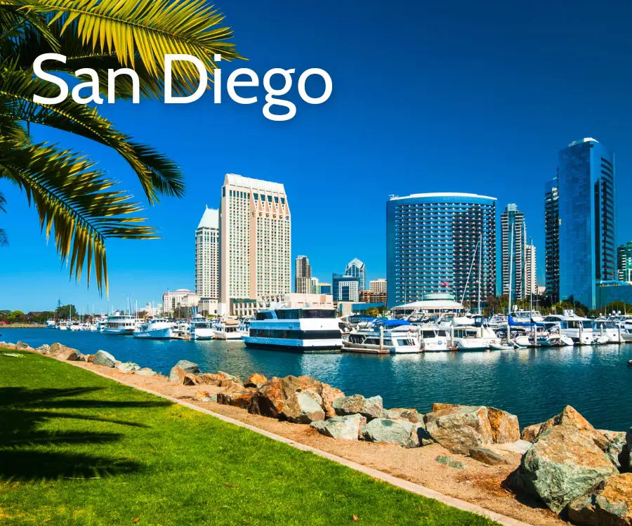 San Diego, California coastal skyline and waterfront