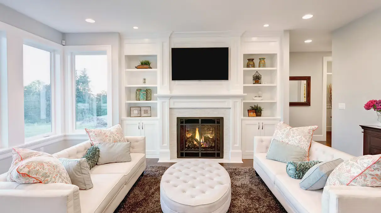A neutral-painted living room ready for showings