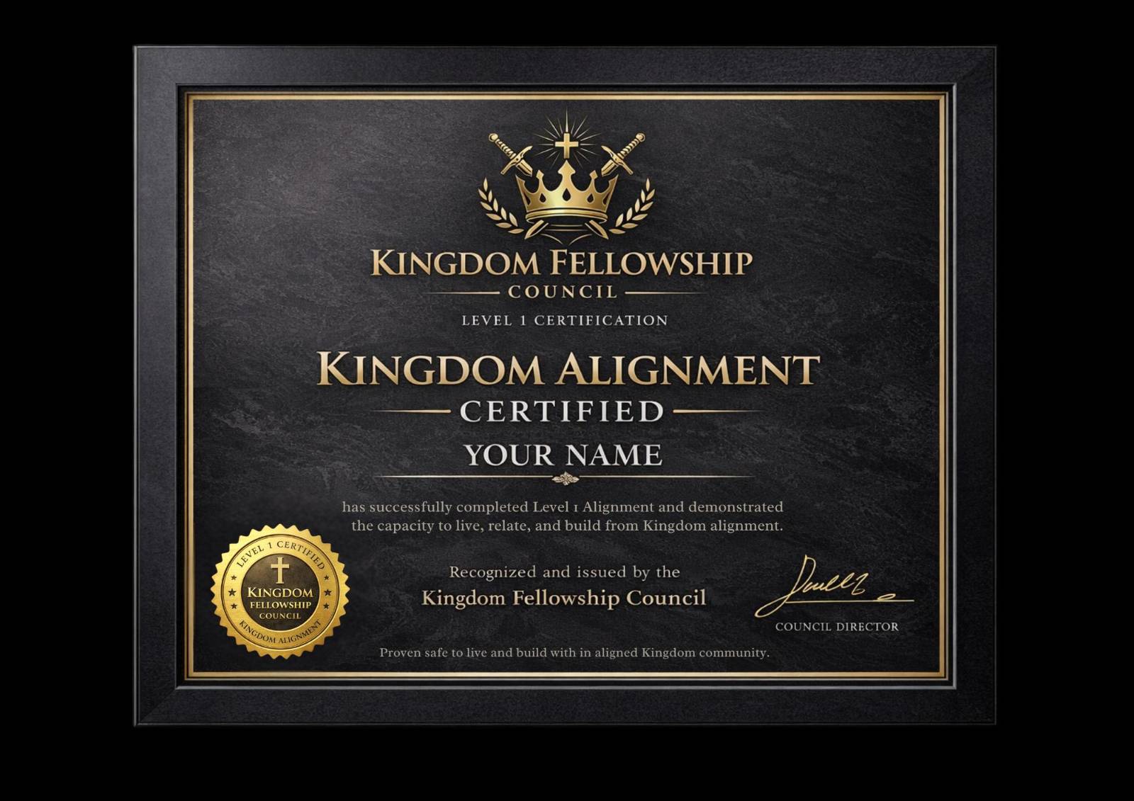 Level 1 Alignment Certification certificate