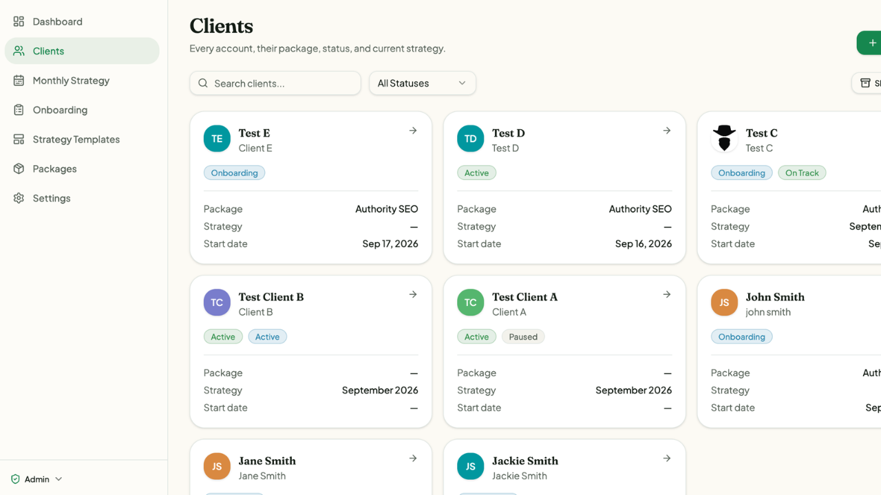 Client Operations Portal screenshot