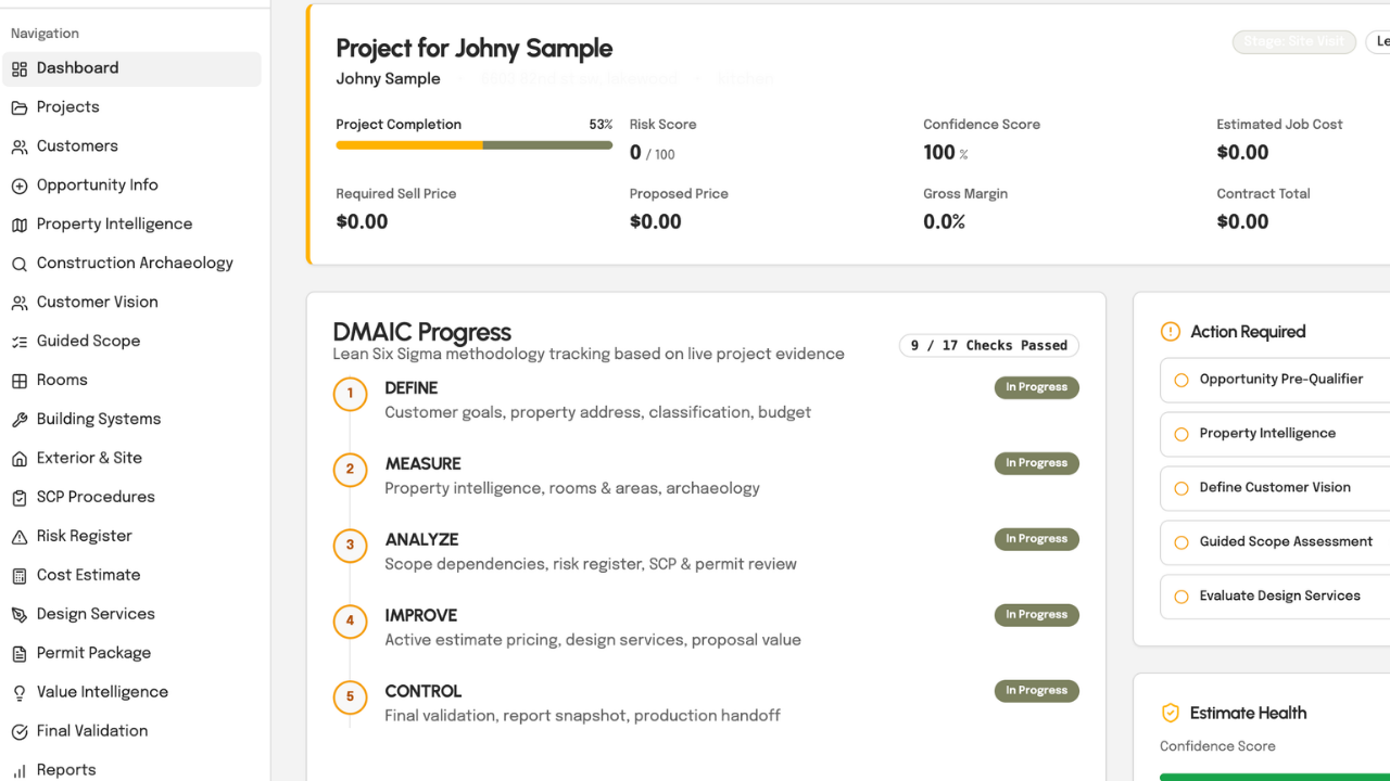 Internal CRM & Estimating Platform screenshot