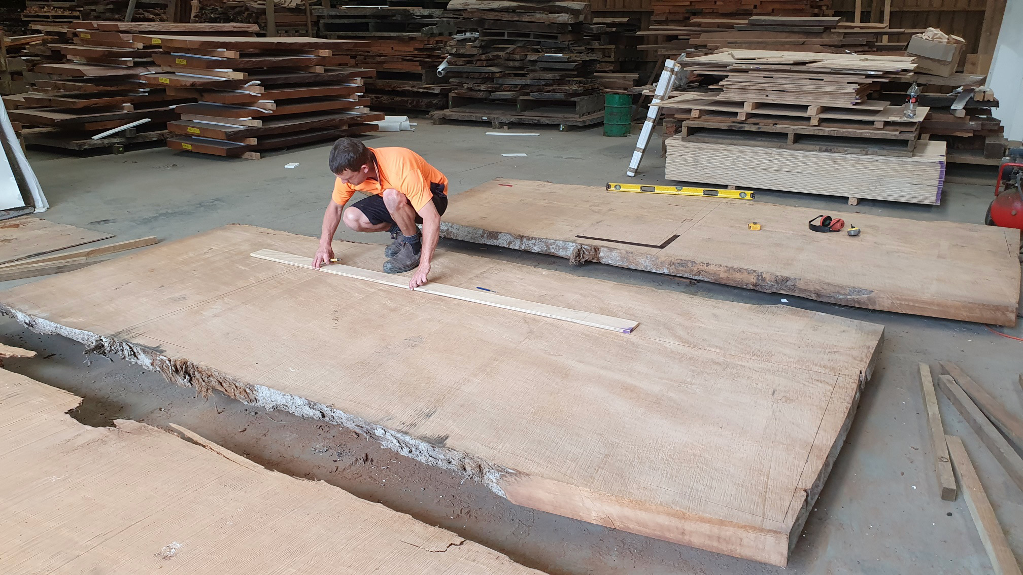 Man during table manufacture process
