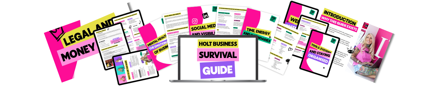 Spread of the ten Business Survival Guide chapter pages