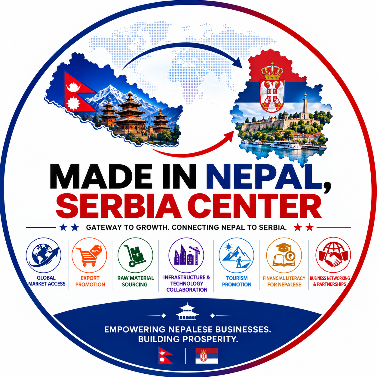 Made in Nepal, Serbia Center logo