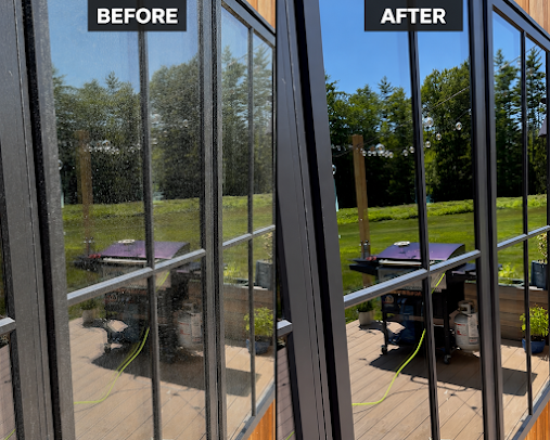 Residential window cleaning for a home in Southern Maine