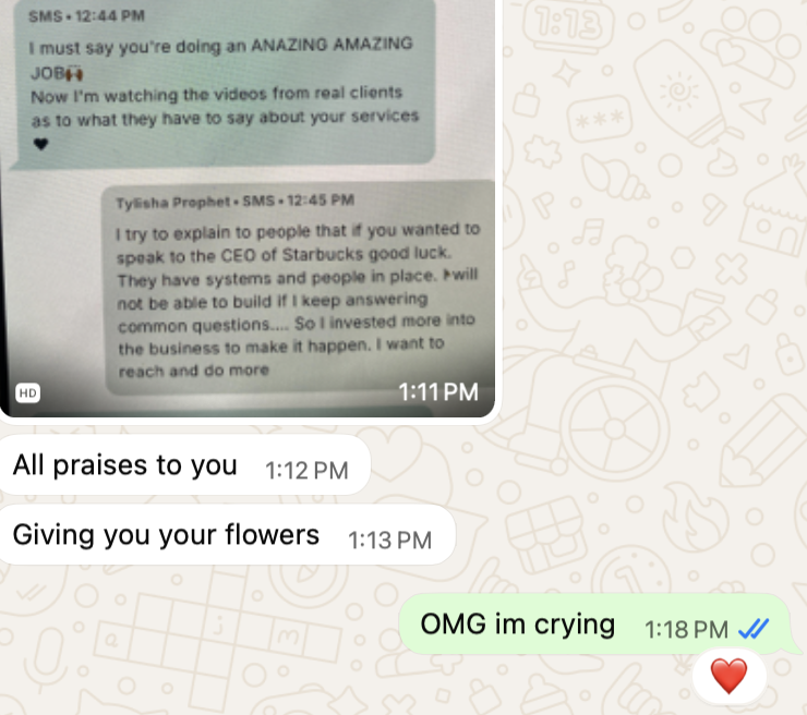 Tylisha's clients responding to the system
